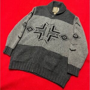 Eddie Bauer Heritage Sweater Mens Full Zip Geometric Print Shawl Collar